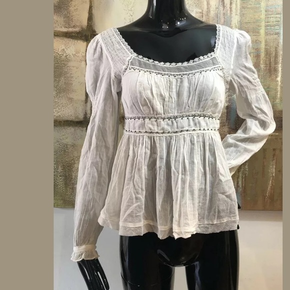 Free People Tops - FREE PEOPLE Strangers in Love Blouse Ivory Size XS